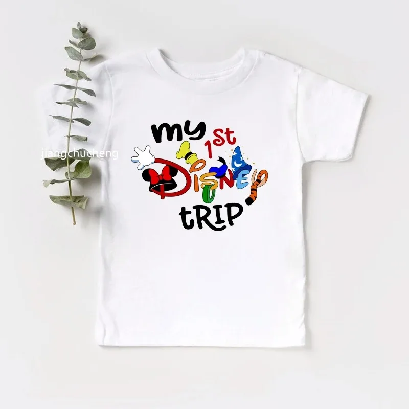 New My First Disney Trip 2024 Kids\' T-shirt Funny Short Sleeve Men\'s and Women\'s Disney Vacation T-shirt Kids Parentage Outfit