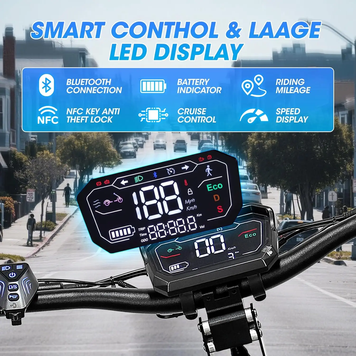 6000W Dual Motor Electric Scooter 60V 27AH Battery 44Miles Long Range 13 Inch Off Road Tricycle Scooter for Adults 3 Wheels Fat