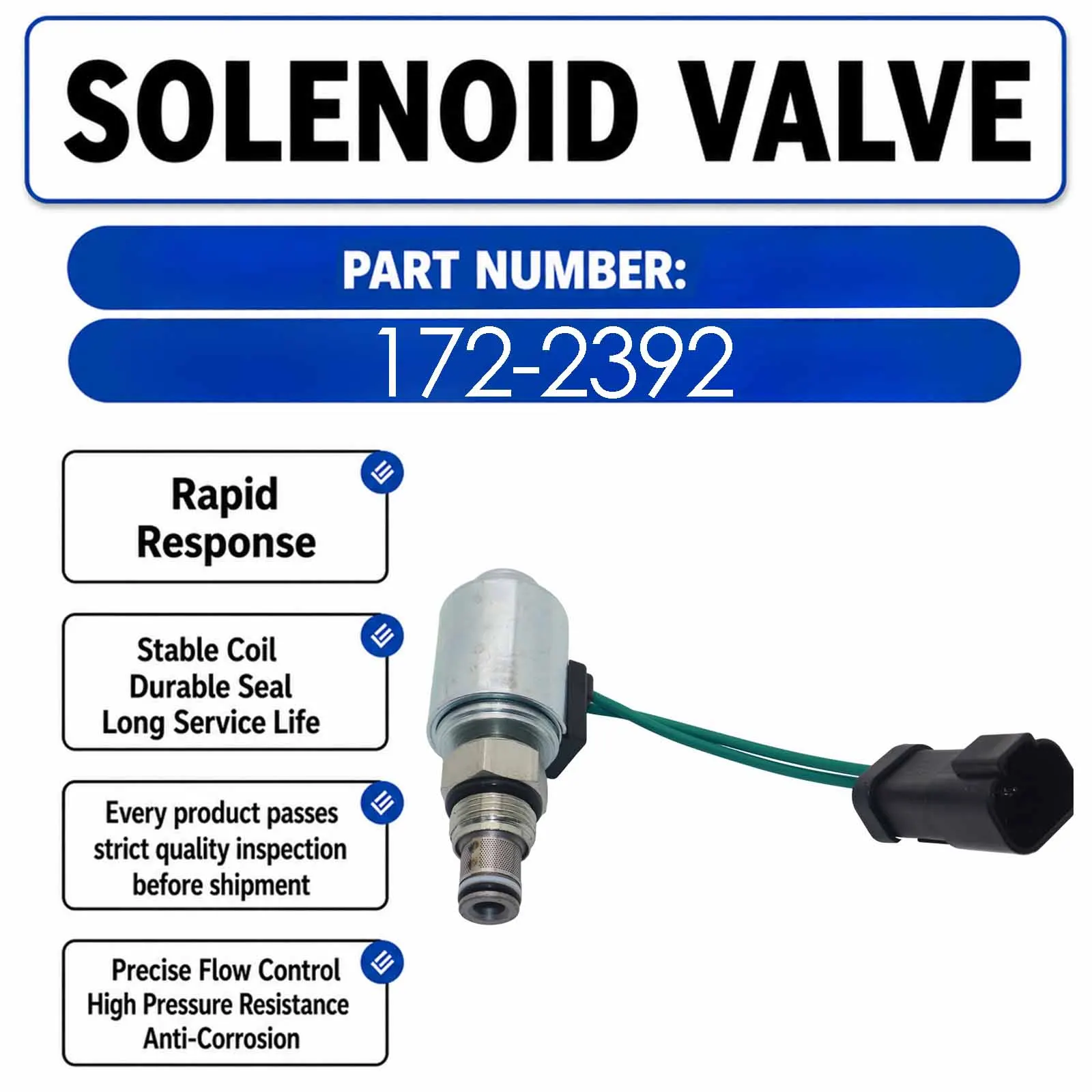 172-2392 24V Solenoid Valve For D7E D5M D6R D7R D10R D11R 950F Engine Excavator