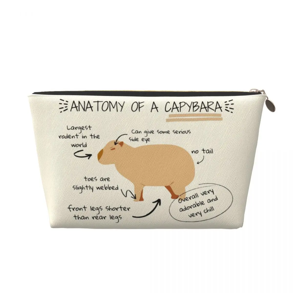 Custom Anatomy Of A Capybara Travel Toiletry Bag for Women Cosmetic Makeup Organizer Beauty Storage Dopp Kit