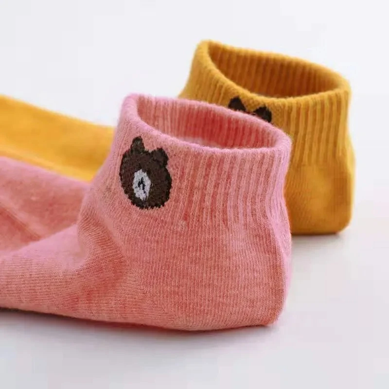 10 Pairs Women Low Tube Socks Set Cute Bear Pattern Fashion Breathable For Female Casual Style Comfortable Socks