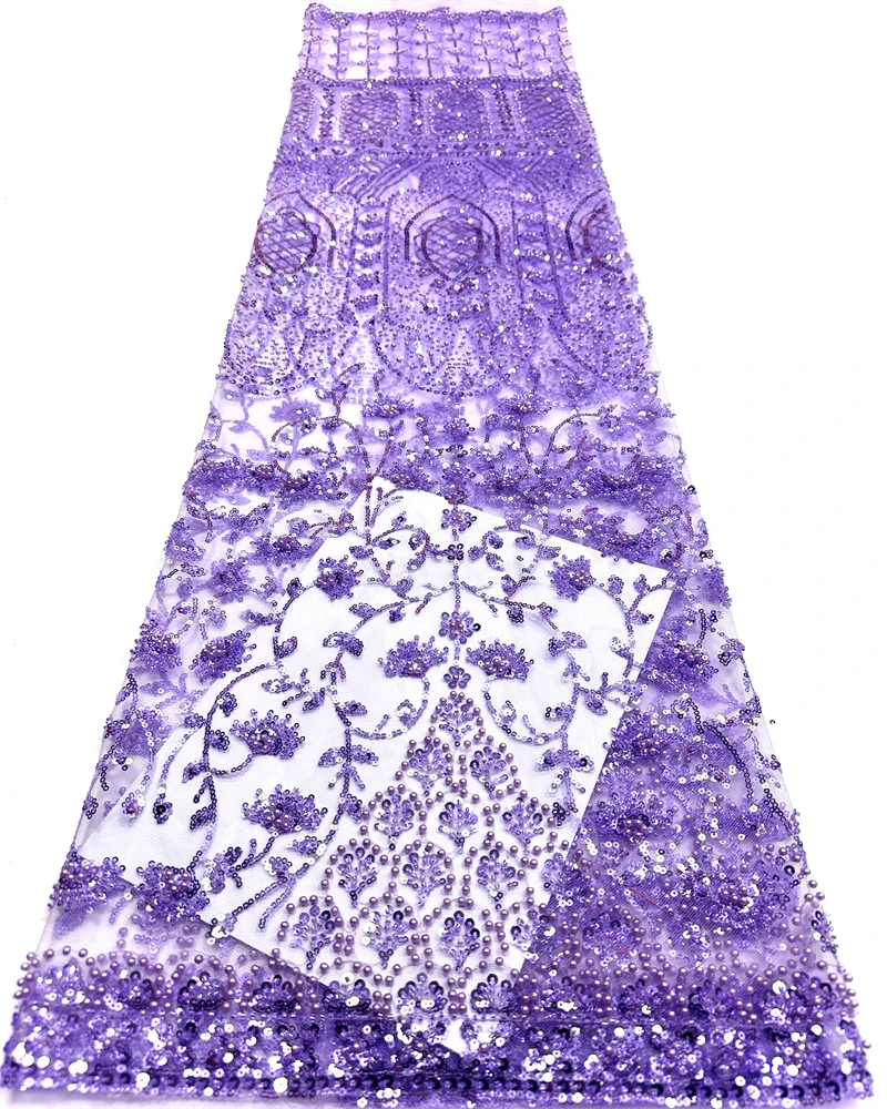 

Elegant Soft Mesh Sequined Lace Fabric with Beads for Wedding Evening Dress Latest Quality Austrian Design