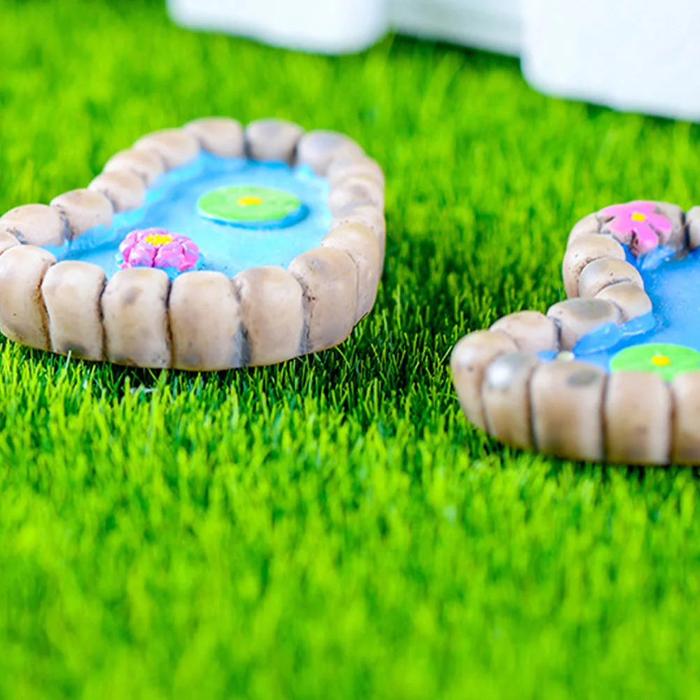 

2Pcs Pool Model Resin Craft Artificial Landscape Pond Decors Desktop Sand Table Architecture Student