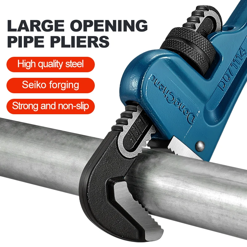 Heavy Duty Pipe Wrench 8/10/12/14 Inch, Carbon Steel & Ductile Iron,American Type Straight Pipe Wrench,Industrial Plumbing Tools