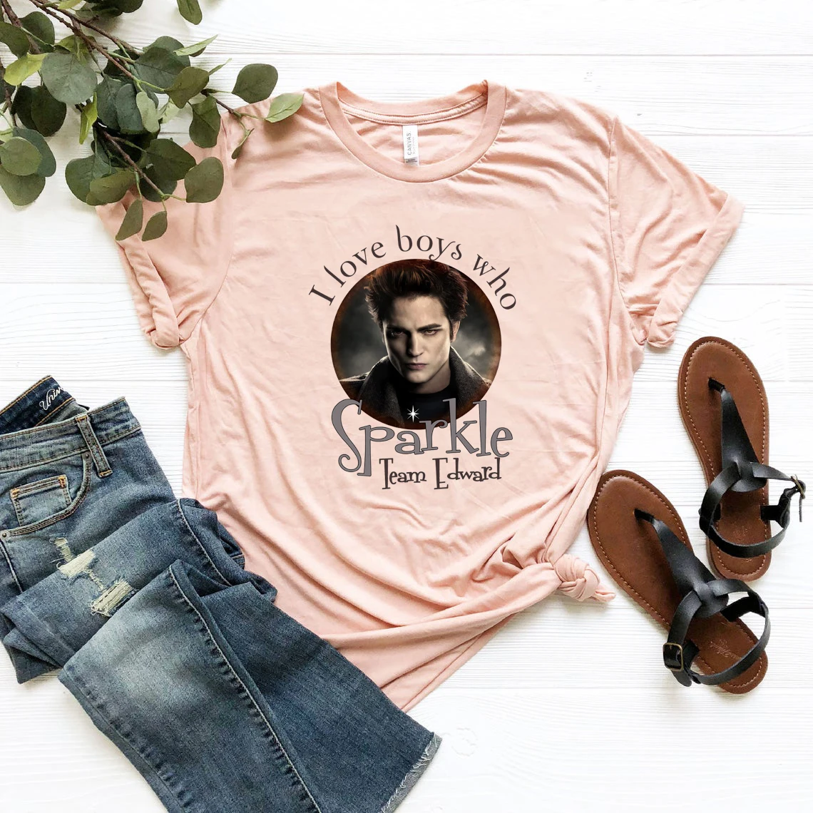 I Love Boys Who Sparkle Team Edward Shirt Edward Cullen Twilight Saga T Shirt Vintage Movie T-shirt Tops Men Women Graphic Tee