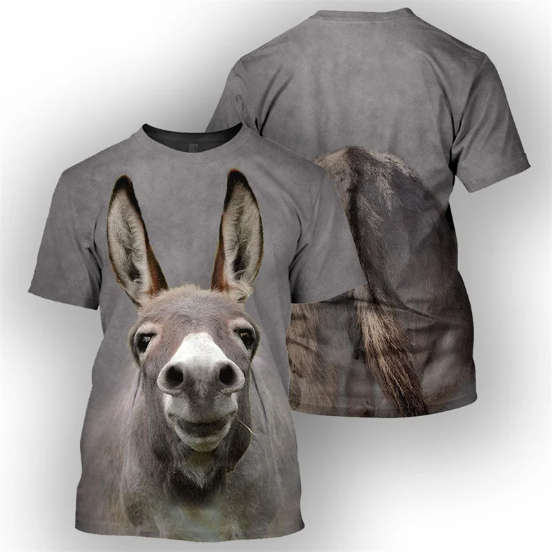 Sheep Bull Donkey Horse T-shirt Men Cool Animal 3d Animal Alpaca Print Short Sleeves Streetwear T Shirt Kids Oversized Clothing