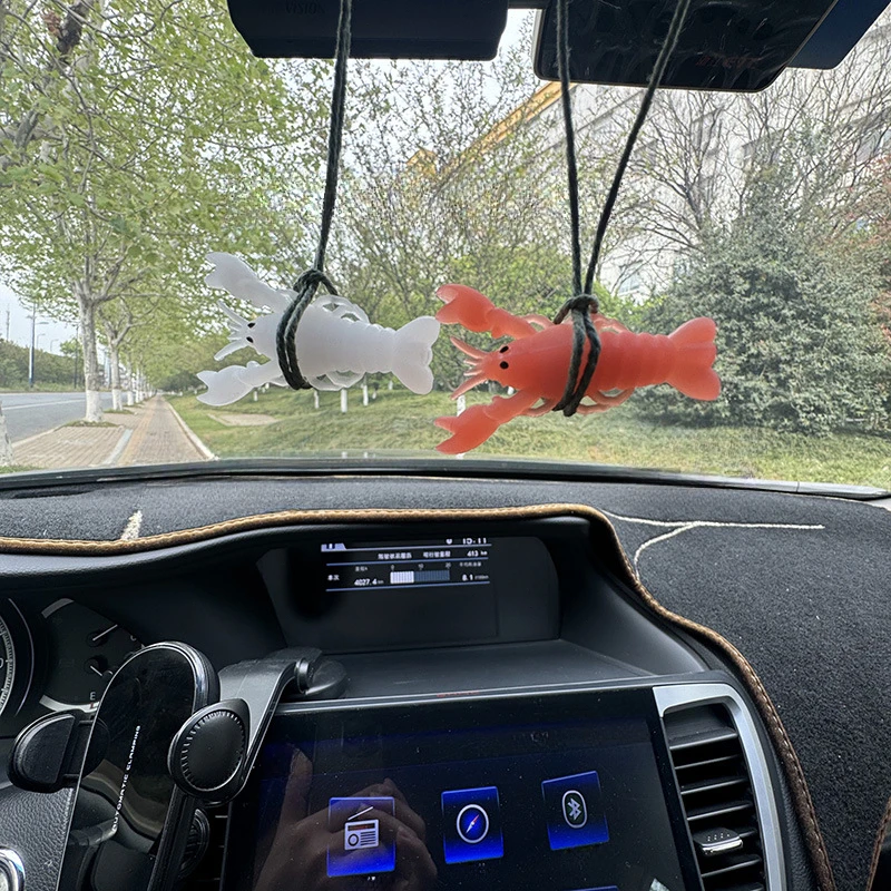 1pc Car color changing pendant creative crayfish cute hanging decoration interior rearview mirror decoration car accessories