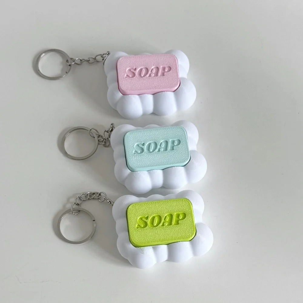 Harajuku Ins Creative 3D Printing Soap Shaped Keychain Letter Pendant Ins Windbag Hanging Decoration Decompression Couple Gifts