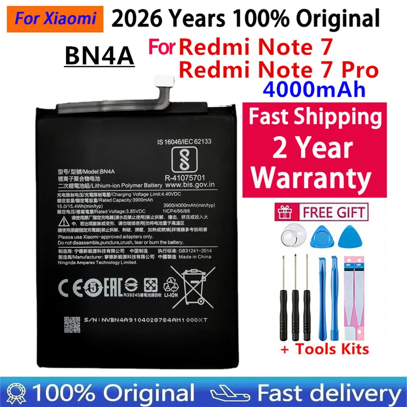 2026 Years 4000mAh BN4A 100% Original Battery For Xiaomi Red
