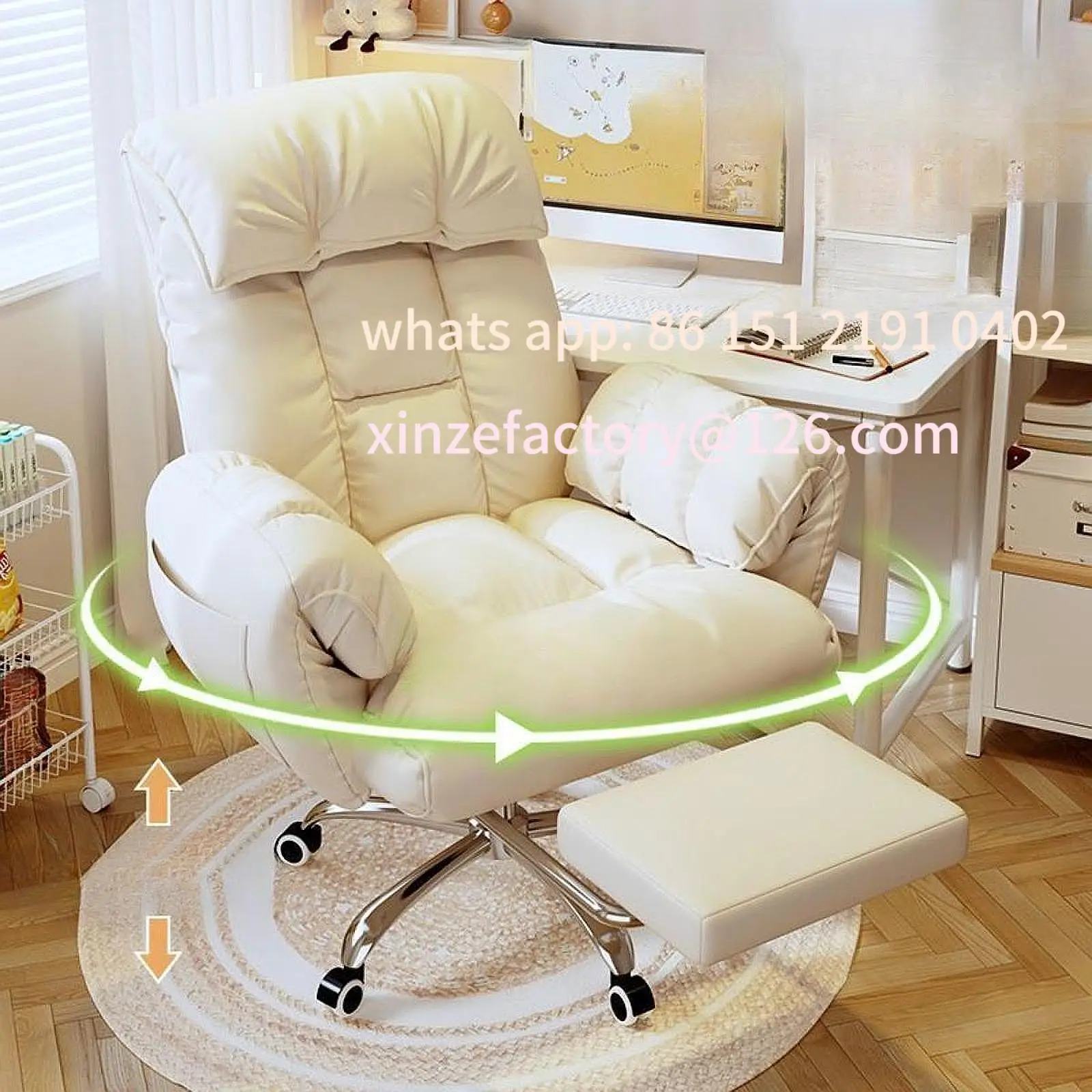 Customizable Computer Chair Rotatable Swivel Recliner Executive Gaming Chair Adjustable Lumbar Support Ergonomic for Bedroom Hom