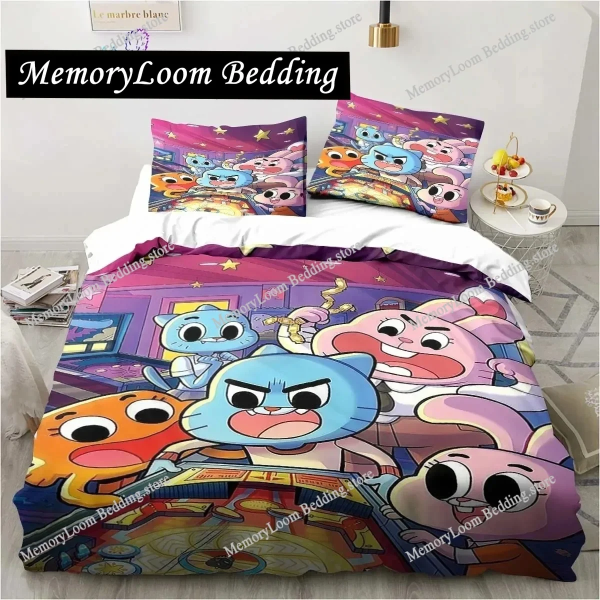 

3D Printed Anime Amazing World Gumball Bedding Set Duvet Cover Bedroom Comforter Single Twin King Size Quilt Cover Home Textiles