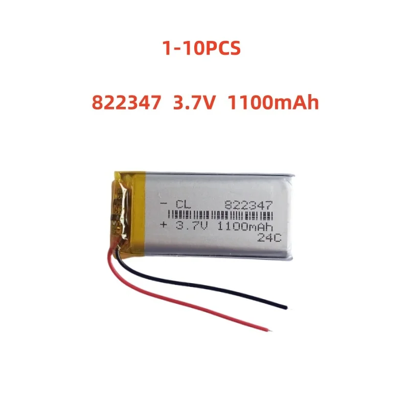 

1-10 Pcs 822347 3.7V 1100mAh Lithium Polymer Battery For MP3 MP4 GPS DVR LED Lights Bluetooth Speaker Recording Pen Toys