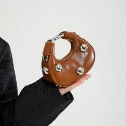 PU Solid Color 2025 New Square Crossbody Bag Car Stitching Zipper Popular Fashion Shoulder Bag Rivet Versatile Simple Handbag