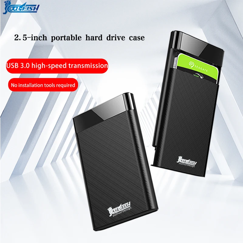 CoolFish T09 USB3.0 Type C 2.5inch Hard Drive Enclosure SATA Interface Mechanical Solid-state Drive Box SSD Enclosure M.2