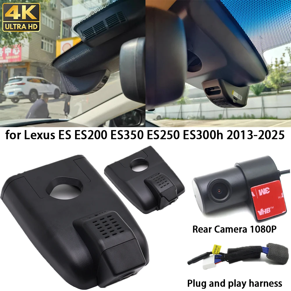 for Lexus ES ES200 ES350 ES250 ES300h 2013-2025 4K Dash Cam Front Rear Camera DVR Plug and Play Recorder Wifi 24h Record