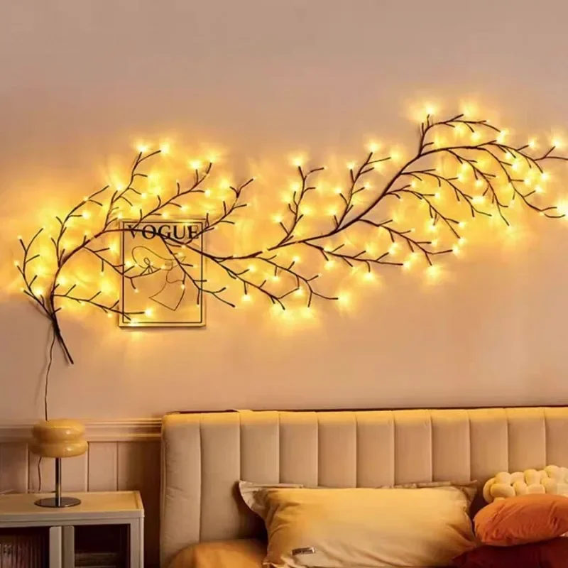 2.3M Long LED Cherry Blossom Branch Lights 8 Modes 144LEDs String Light Home Garden Wall Climbing Vines Christmas Holiday Decor