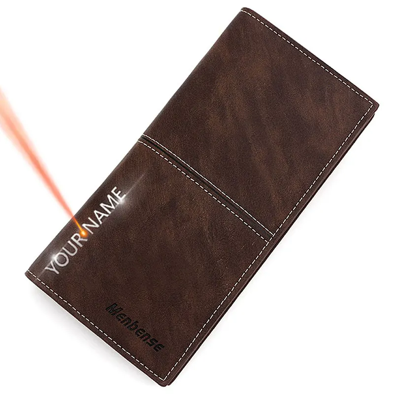 

New Men Long Wallets Free Name Engraving Card Holder Photo Holder Zipper Male Purse Coin Pocket Luxury Men's Clutch Bags Wallet