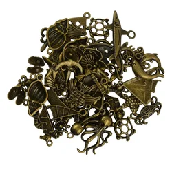 50pcs Mixed Bronze Steam Punk Nautical Fish Boat Anchor Fitting for Charms Bangle Jewelry DIY Making and Home Art Decro