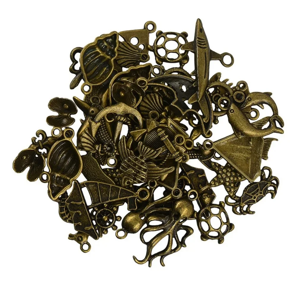 50pcs Mixed  Bronze Steam Punk Nautical Fish Boat Anchor Fitting for Charms Bangle Jewelry DIY Making and Home Art Decro