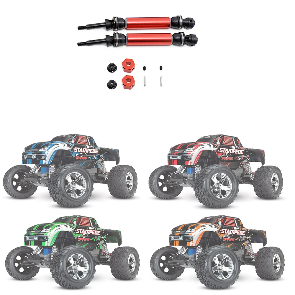 2 pezzi albero di trasmissione posteriore in metallo CVD per 1/10 Traxxas Slash Rustler Stampede Hoss VXL 4 x4 2WD RC parti di aggiornamento per auto, rosso