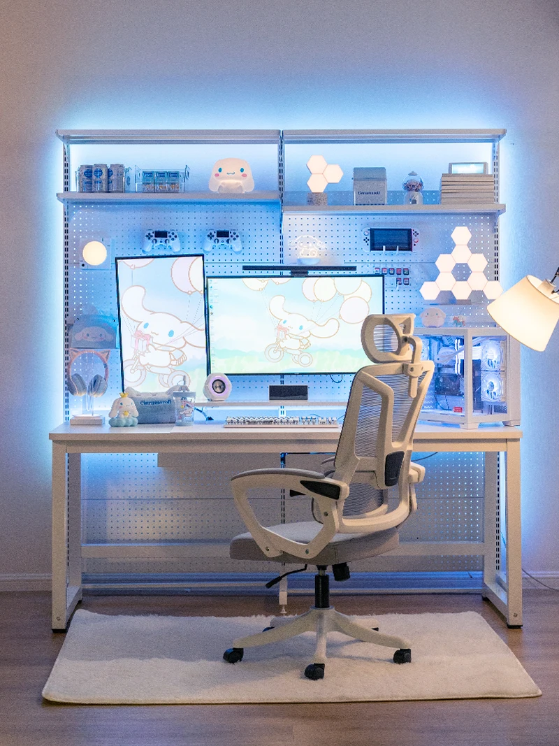 홀보드 e스포츠룸 컴퓨터 책상, 데스크탑 전동 높이 조절 책상 책꽂이 일체형 테이블