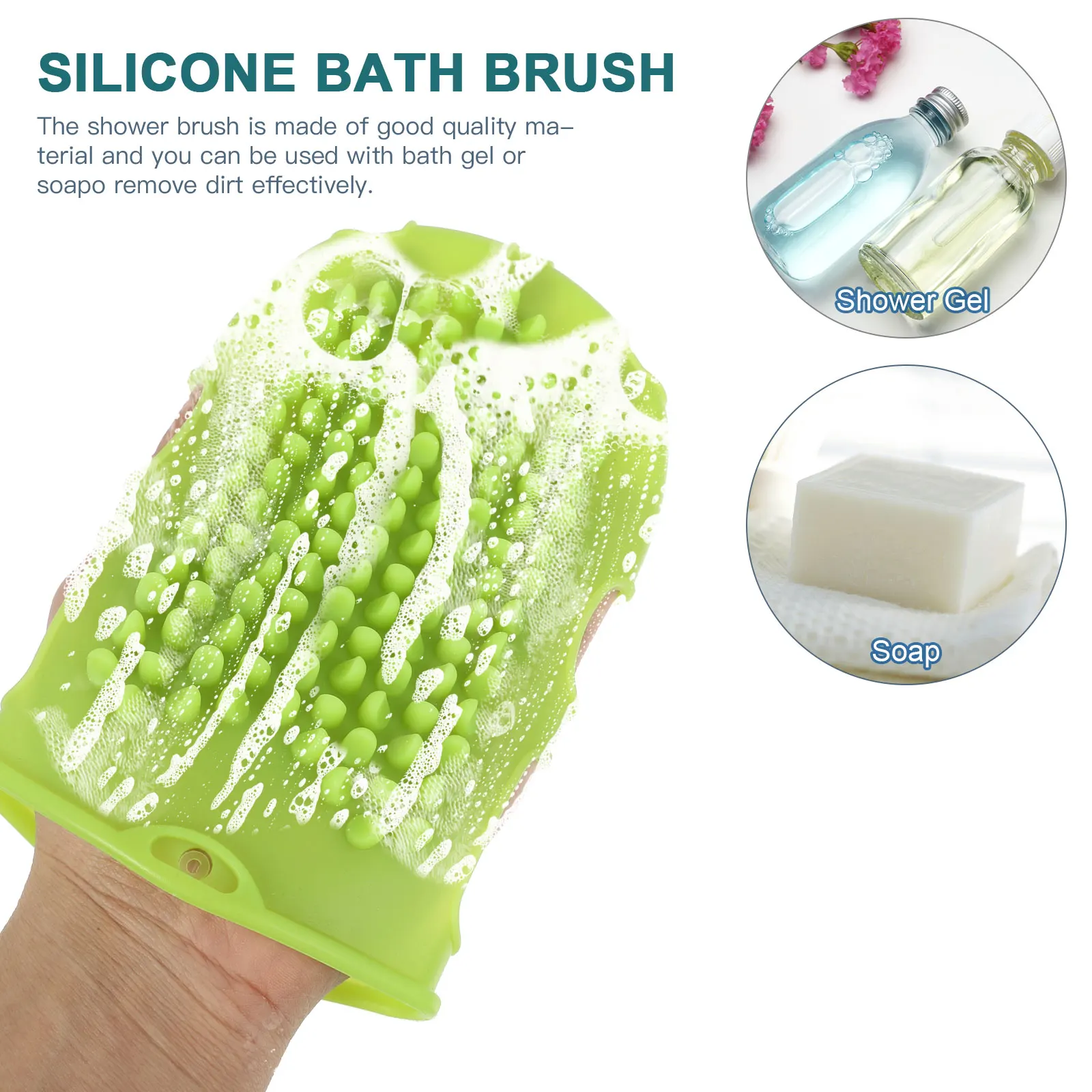 

Silicone Body Scrubber Shower Brush Dense Bristles Exfoliating Massage Ergonomic Gentle Skin Glove Bath Man Body