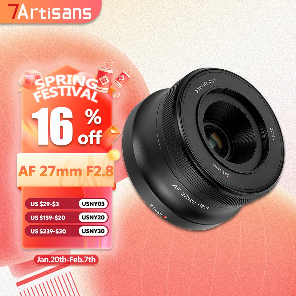 7artisans APS-C 27mm F2.8 Large Aperture Autofocus Lens for Camera Photography with STM Stepper Motor Nikon Z-mount Z5 Z6 ZFC