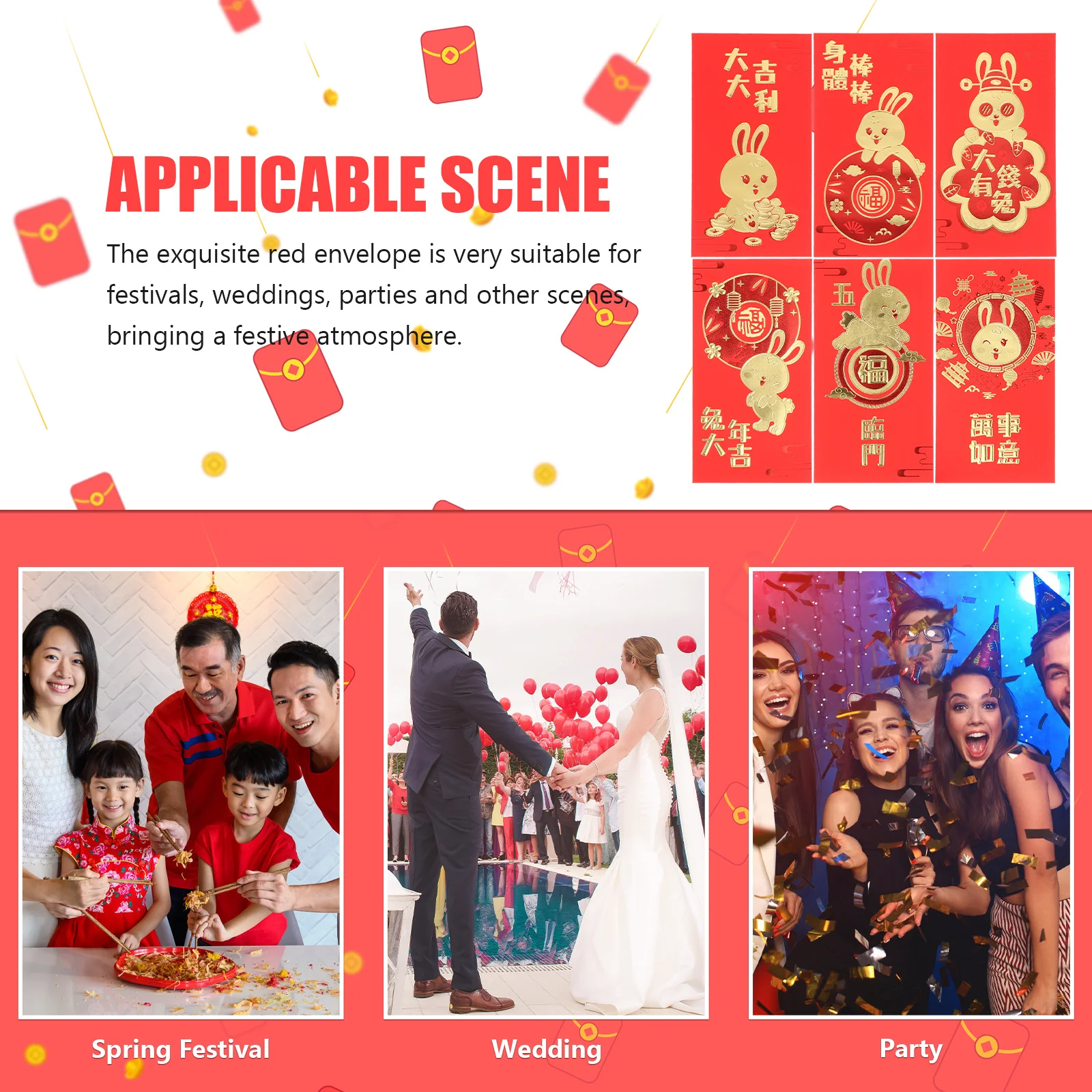 

30Pcs Rabbit Year Red Envelopes Chinese Style Spring Festival Lovely Auspicious Red Packets New Year Gift Money Holder