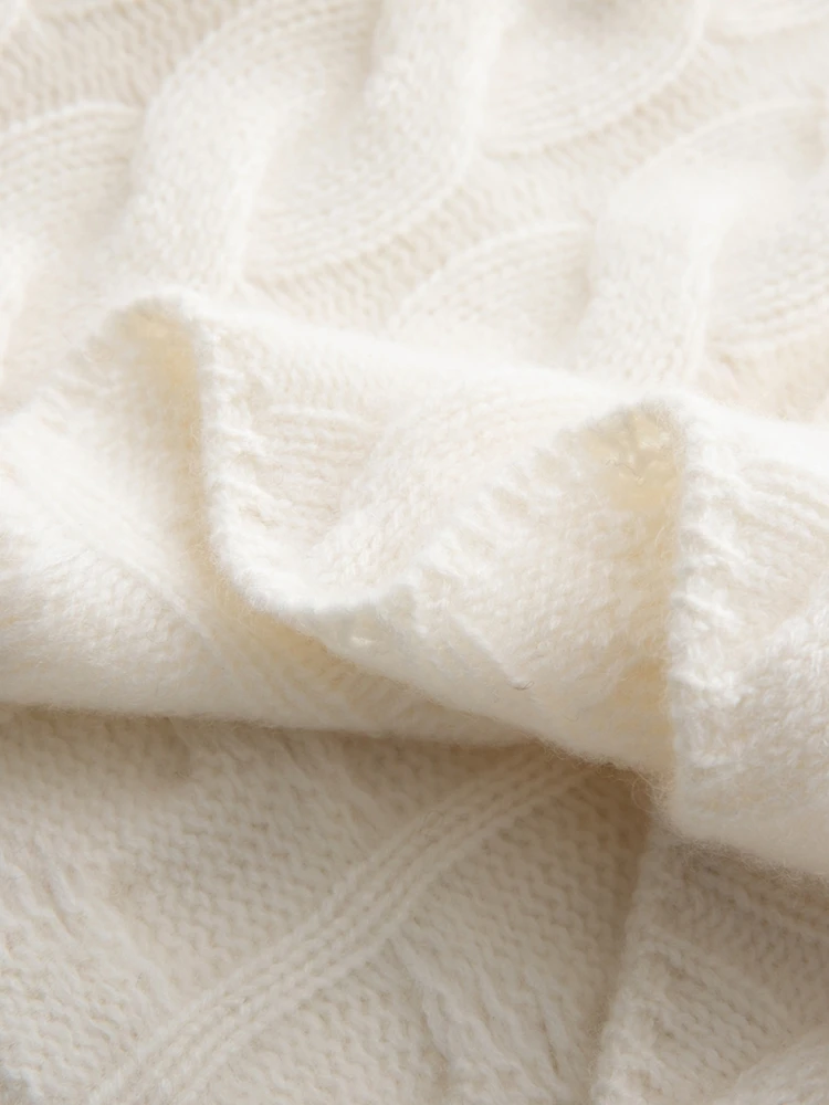 

Sold Out Sold Out Cashmere Sweater Cable Knitting Mock Neck Pullover Autumn Winter Thick Soft Warm Cashmere Knitwear Solid Top