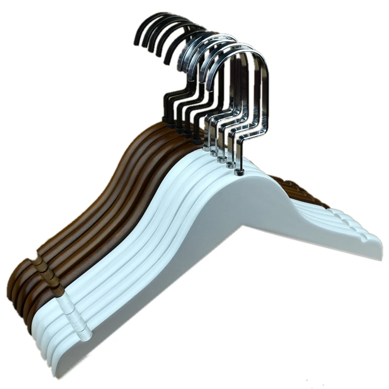 

10Pcs/lot 25/32cm Solid wood hanger for children. Retro white wooden clothes hanger and clothes rack. Non-slip clothes hanger fo
