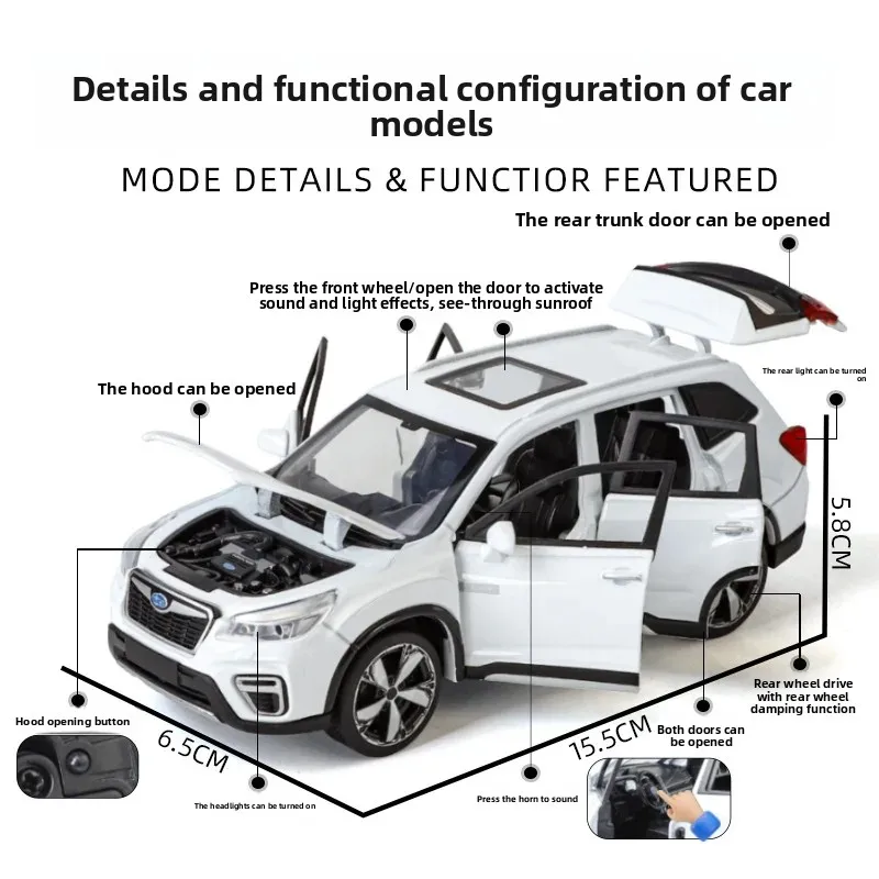 1:30 フォレスター SUV 合金マッスルカーモデル サウンドとライト プルバック 子供のおもちゃ コレクション 誕生日プレゼント