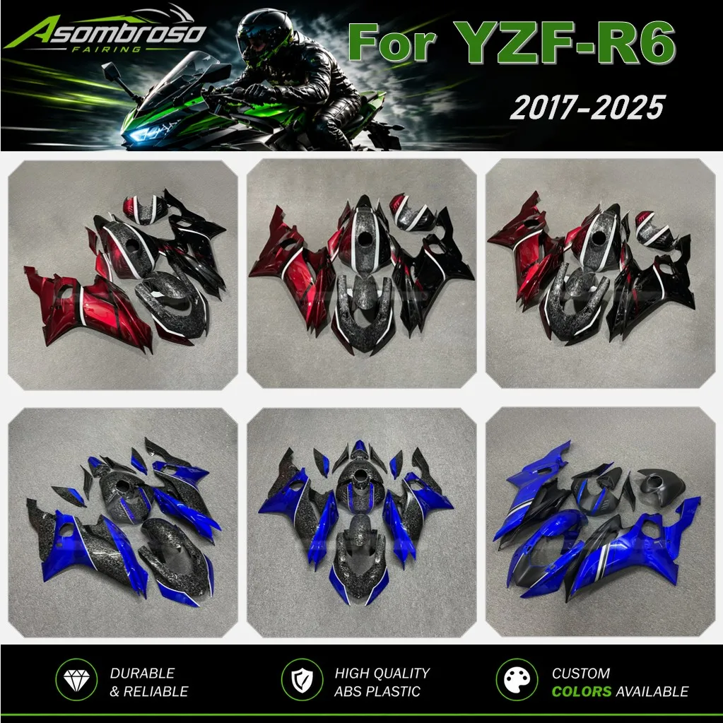 ABS Plastic Fairing Fit For YAMAHA YZFR6 2017-2025 R6 17 18 19 20 21 22 23 24 25 YZF-R6 Forged Carbon Fiber Look Bodywork Set