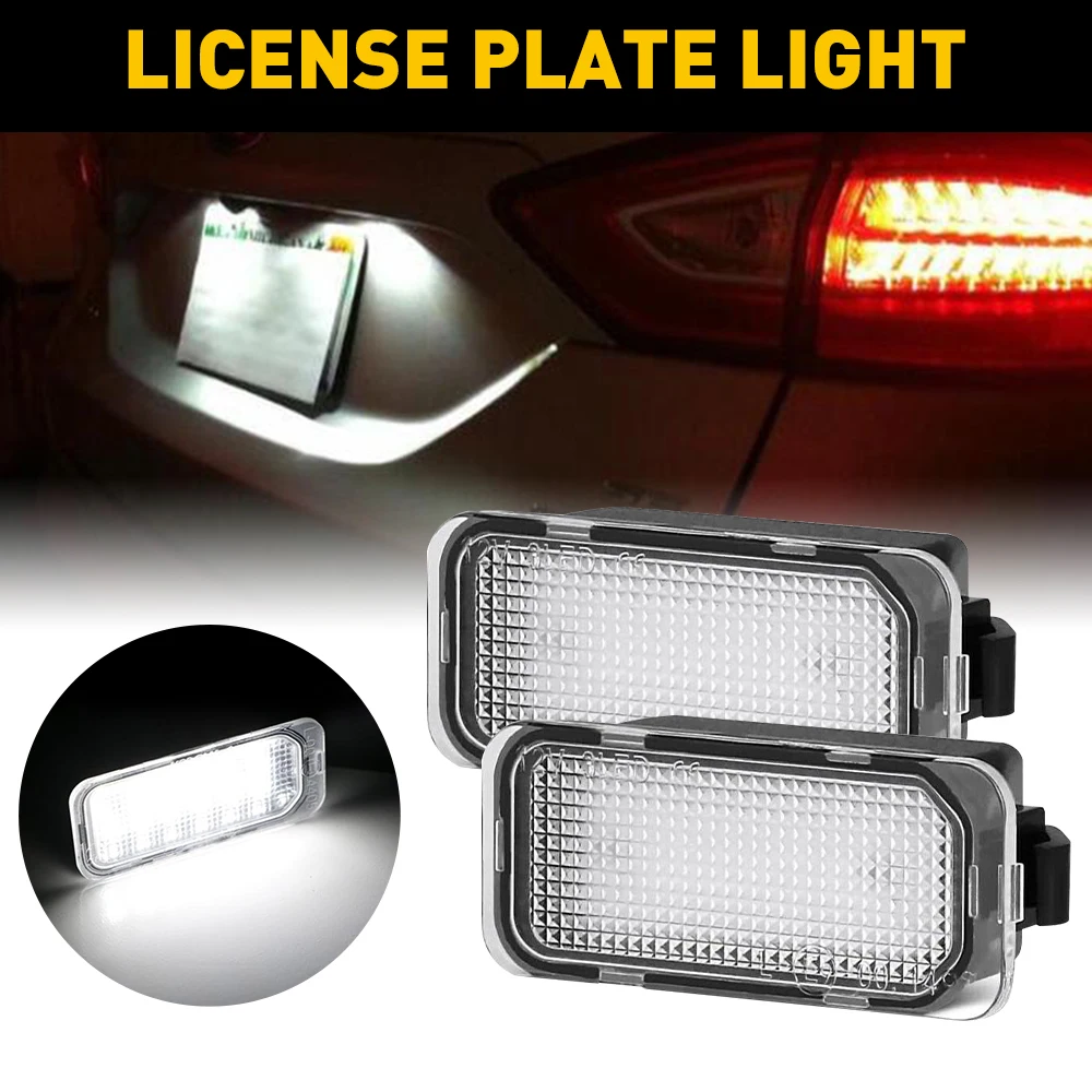 AUXITO 2Pcs LED License Number Plate Light Lamps For Ford C-Max Edge Ranger EcoSport Transit 150 250 350HD Connect Jaguar XJ XF