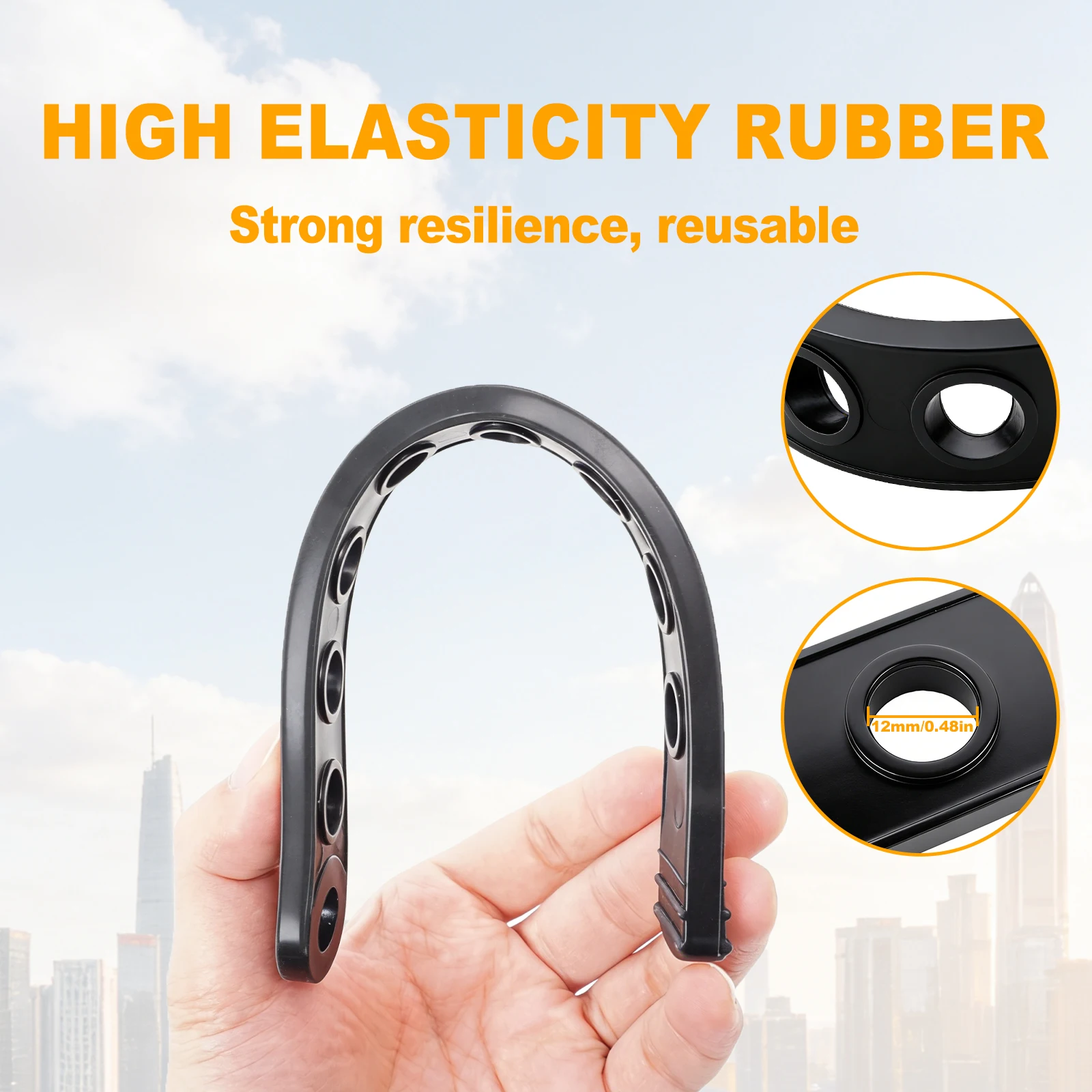 

Adjustable Rubber Bike Rack Strap, Multi-Hole Flexible Fixing Belt for Car Rear Mount Bicycle Carrier, Anti-Slip Rubber Tie Down Strap Replacement Accessory