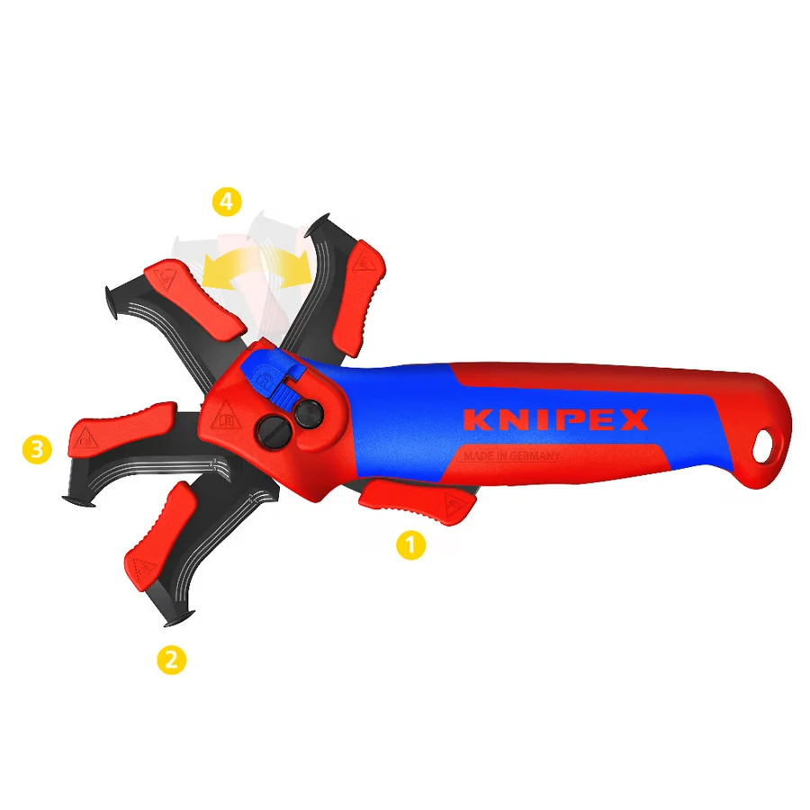 KNIPEX Stripping Knife with Guide Shoe and Ratchet Function Wire Strippers Fast Strip Cable Stripper Cutter 1650145 SB