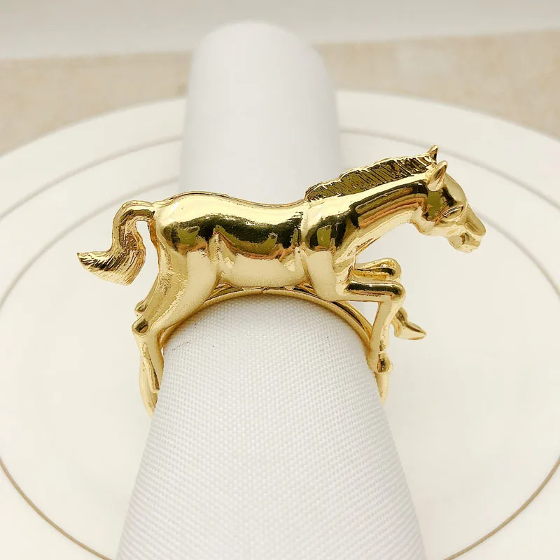 

24PCS New Christmas pony napkin ring gold and silver napkin ring metal napkin buckle suitable for wedding decoration