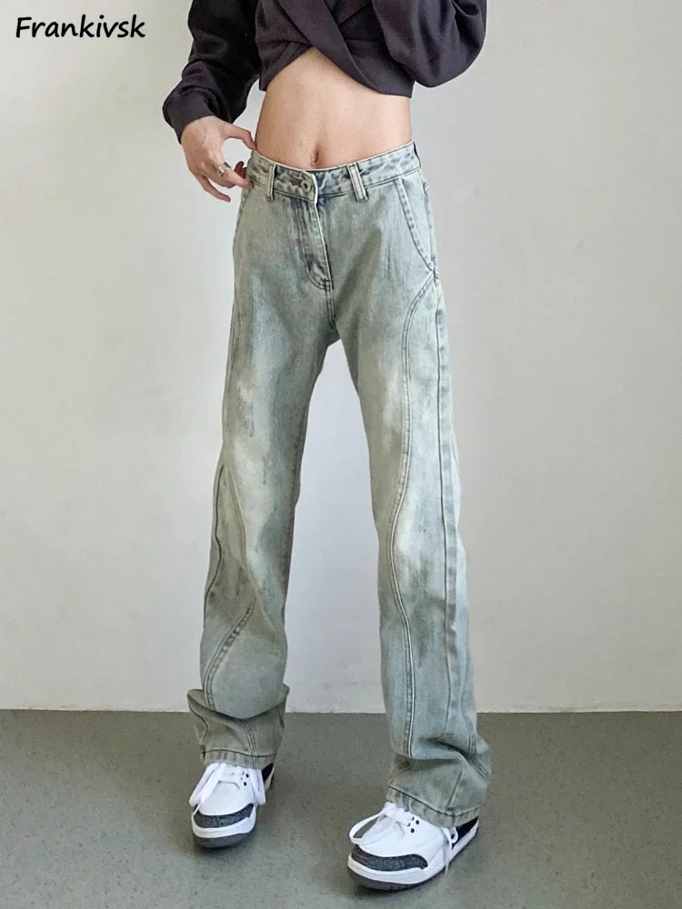 

Women Jeans Daily Schoolgirls All-match American Style Mops Trousers High Street Comfortable Advanced Bleached Vitality Outer