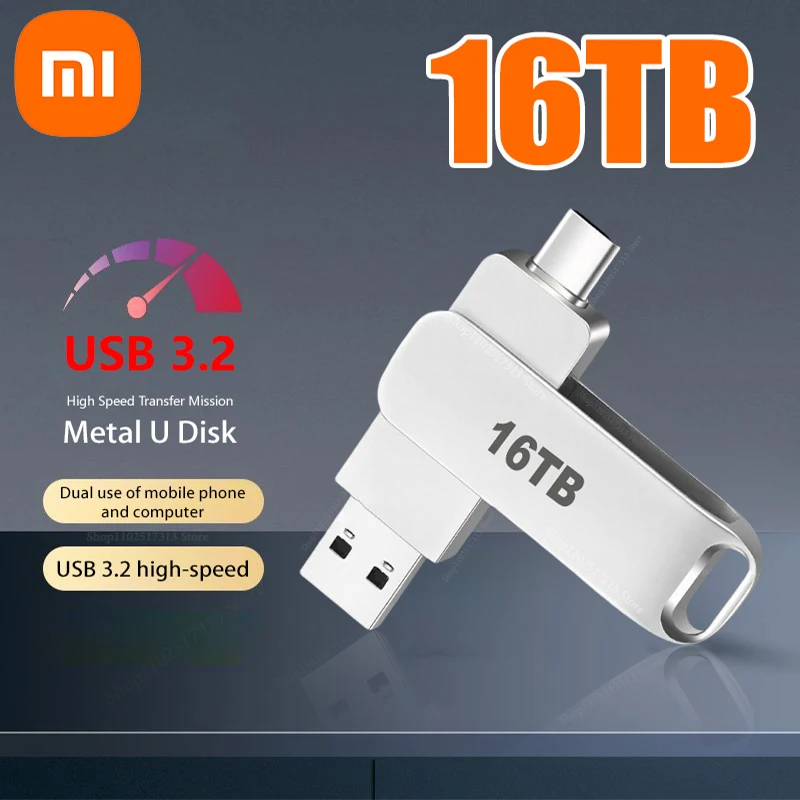 Xiaomi 16TB USB 3.2 Flash Drives High Speed Transfer Metal Pendrive Memory Card Pendrive Flash Disk Memoria Waterproof Stick NEW