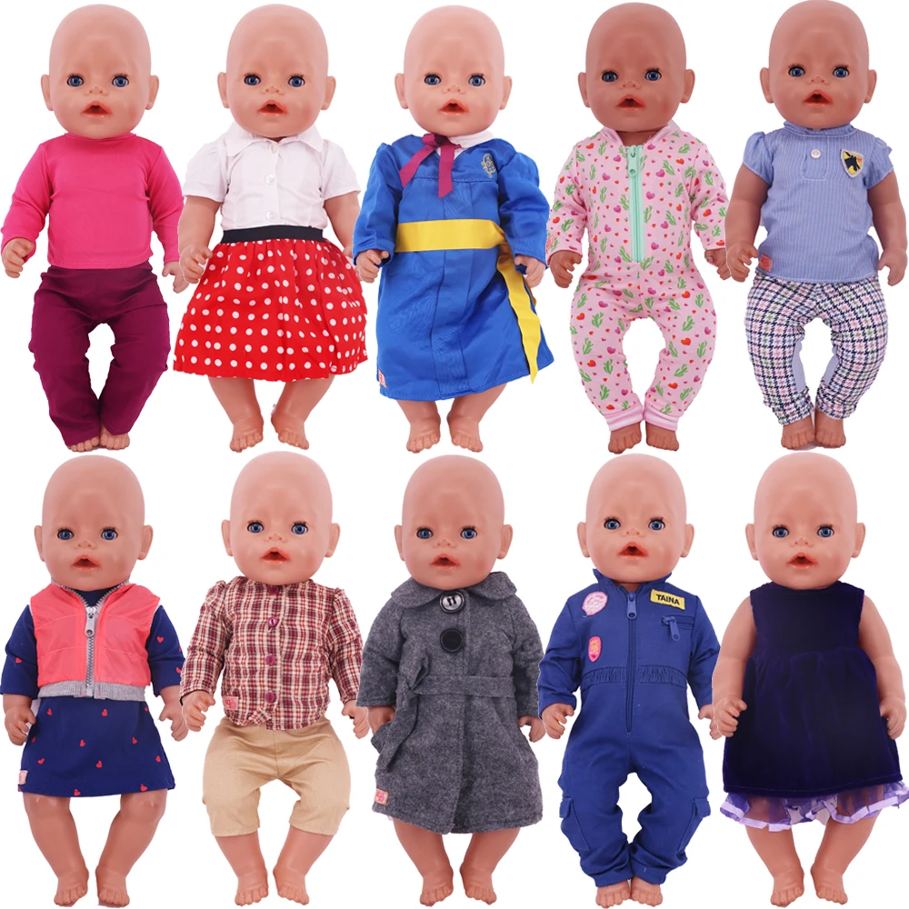 Doll Clothes Dress Top Pant For 18Inch American Doll&43Cm Reborn Baby Doll Clothing Accessoires Our Generation Girl's Toys Gift