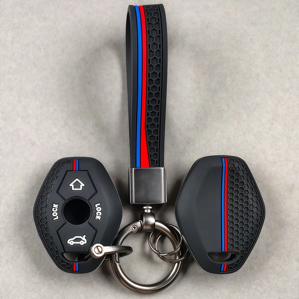 Silicone Car Remote Key Case Cover Shell Fob For BMW X3 X5 Z3 Z4 3 5 7 SERIES E38 E39 E46 E83 1998-2005 Protector Keychain