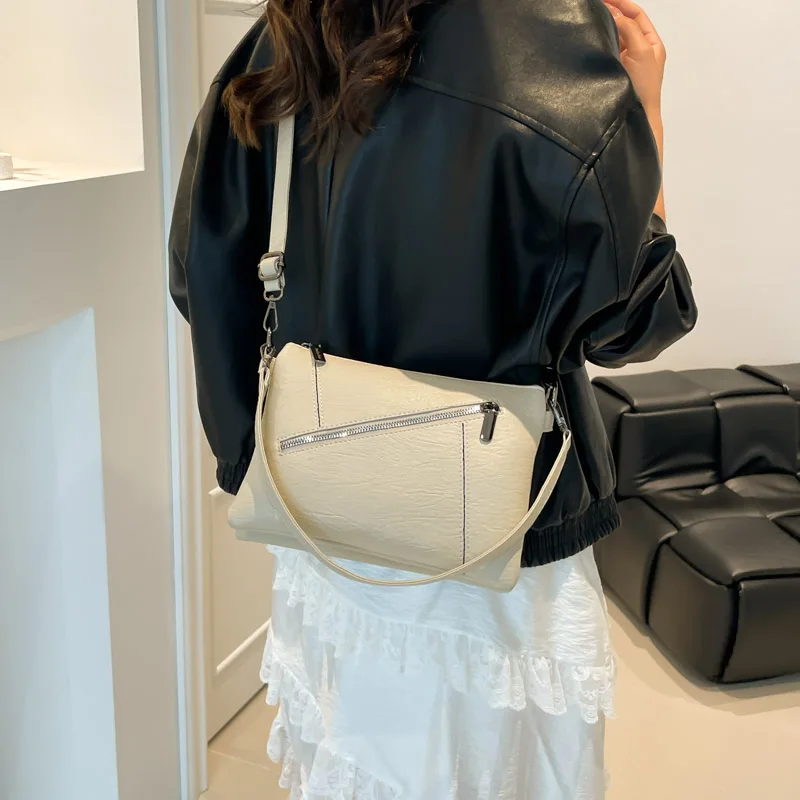 

Винтажные роскошные минималистичные сумки для подгузников для женщин, сумка через плечо в парижском стиле, простая элегантная сумка для поездок на работу, кожаная сумка-мессенджер