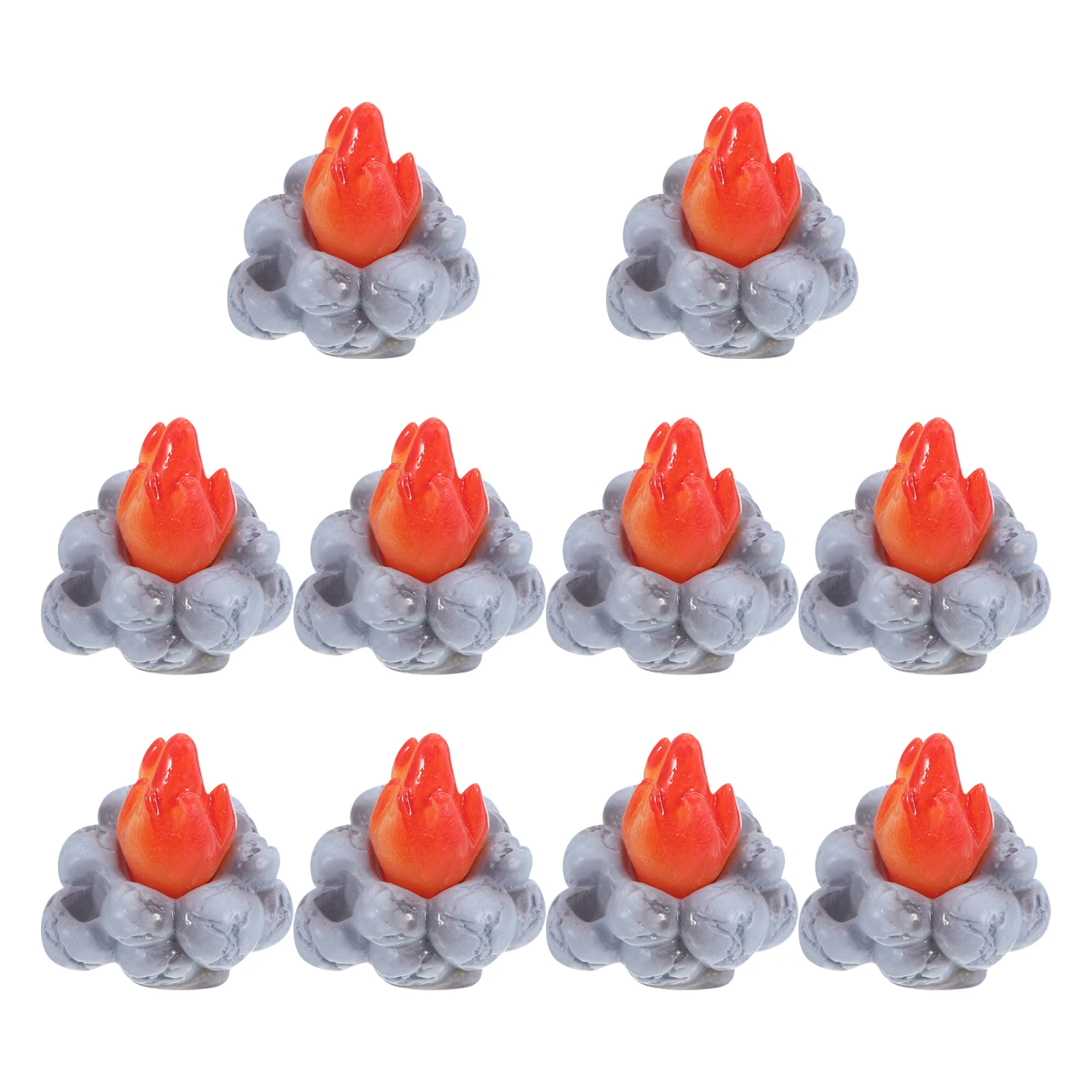 

10 Pcs Fire Bonfire Decoration Dollhouse Camping Accessories Mini Campfire Model Ornament Resin Firewood Pile