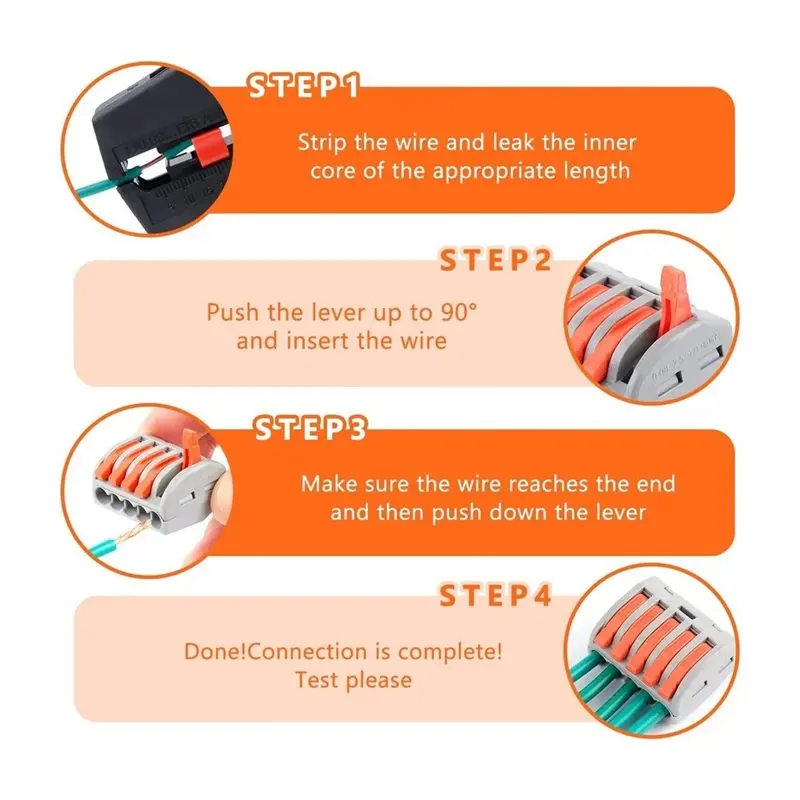 AWAH Compact Wire Connector Nuts Kit(100PCS), Reusable Push-In Terminal For Fast Wire Splice- Includes 2 To 5 Port Lever Nuts