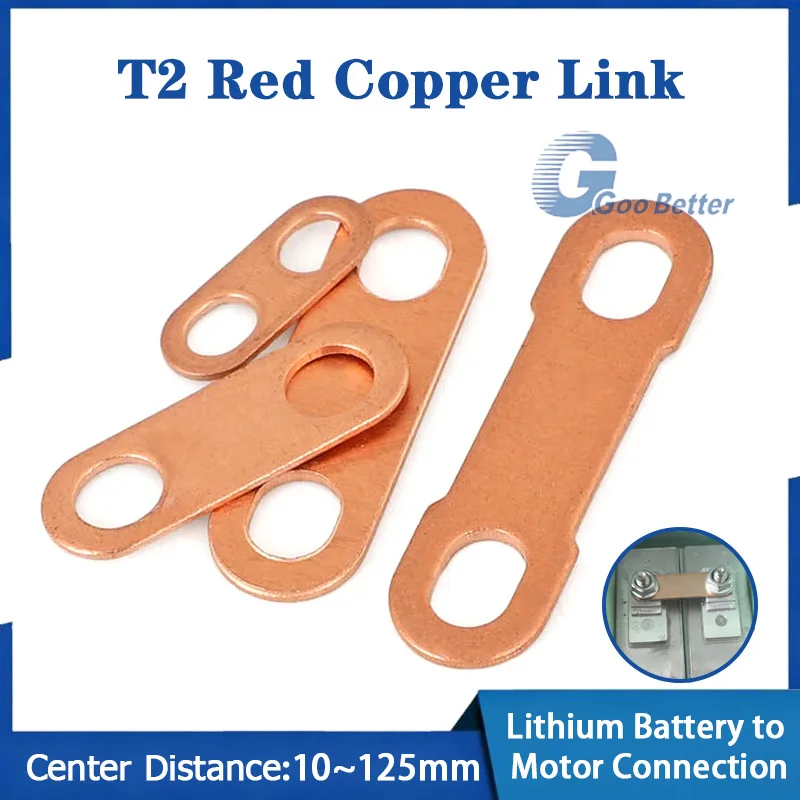 Red Copper Double-hole Connecting Plate Electric Heating Tube Connecting Plate Heating Tube Connection Piece Length 20mm ~ 140mm