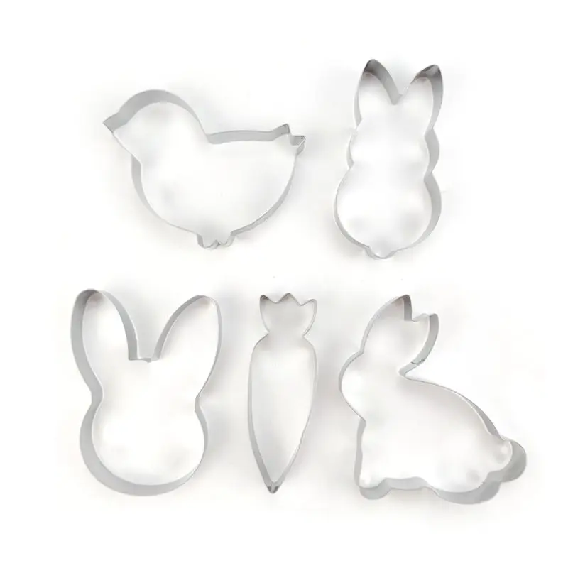 AB02 5 PCS Easter Cookie Moulds Bunny Carrot Chicks Cookie Moulds Cookie Moulds Easter Cookie Baking Kids Baking Cookies Tool