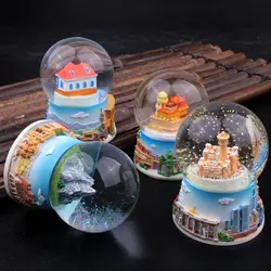 Ethnic Style Dreamy Crystal Ball Figurine Regional Characteristic Architecture Tourism Souvenirs Home Decoration Miniature Items