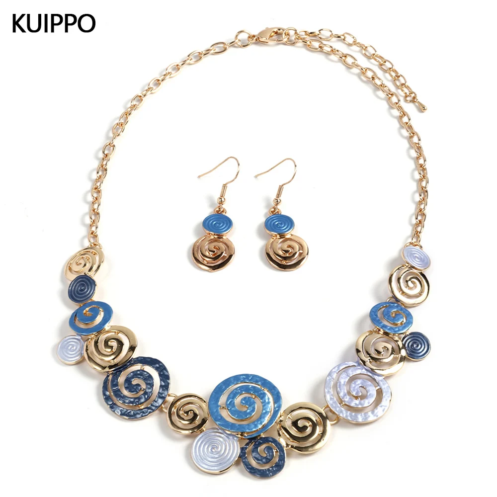 

Fashion Drip Oil Geometric Necklace and Earrings Set for Women Accessories Trendy Necklaces Party Prom Jewelry Sets Gift