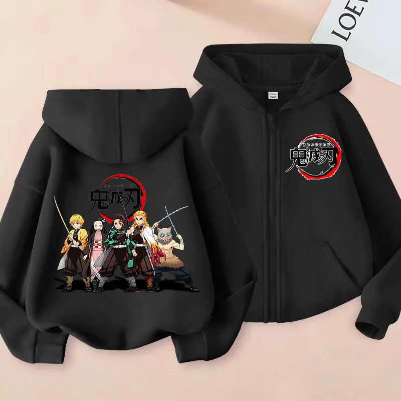

Demon Slayer Children's Cardigan Coat Zipper Tops Boy Girls Hoodie Autumn Sweatshirt Anime Cosplay Fashion Clothing Hot Selling