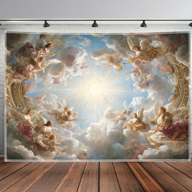 VIKAMA Classical Angel Heaven Tapestry Baroque Religious Art Background Buo style Light Luxury Style Living Room Decoration