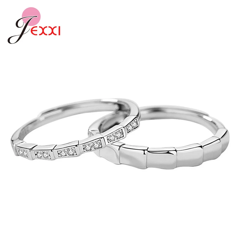 925 Sterling Silver Jewelry Promise Rings for Couple Lover Male Female Clear Cubic Zircon Wedding Engagement Resizable Size